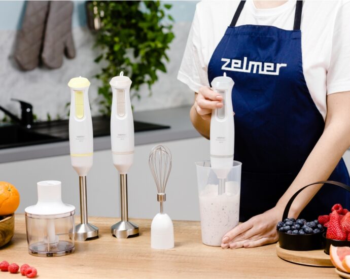 Seria blenderów Pulsar marki Zelmer stojąca na kuchennej wyspie